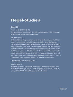 cover image of Hegel-Studien Band 33